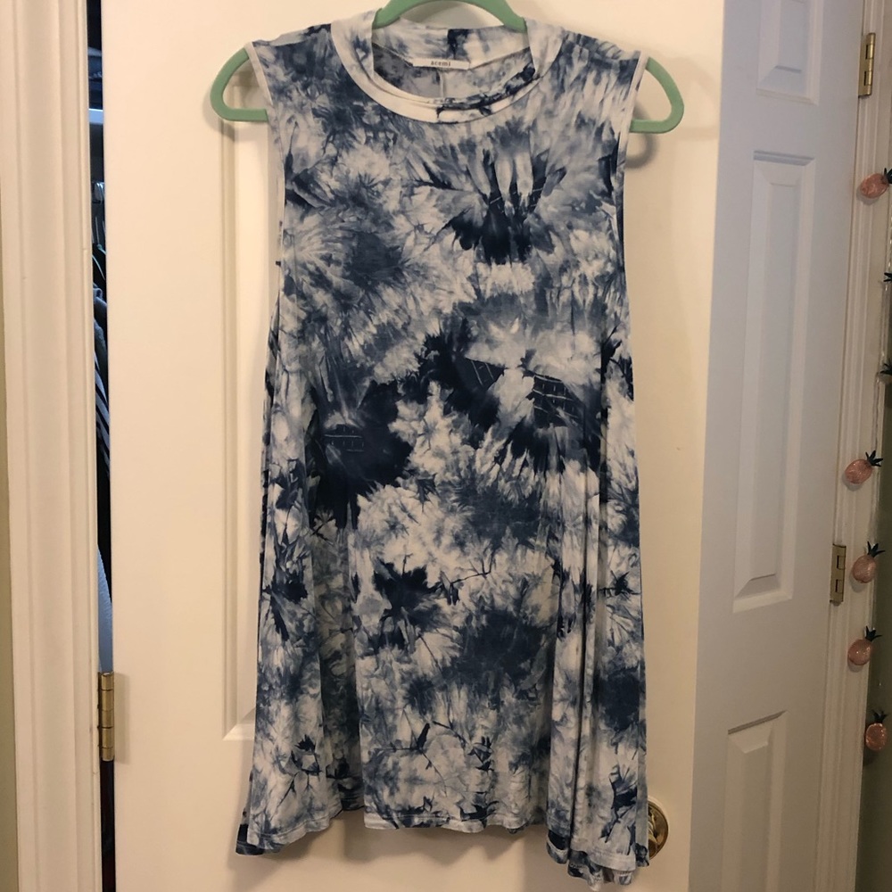 Blue tie dye tank dress